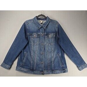 Duluth Trading Jean Jacket Womens 1X Plus Blue Denim Ladies Work Wear Trucker